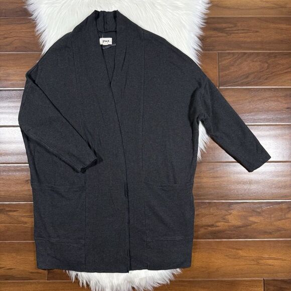 Pact Women's Size XS / S‎ Black Gray Organic Cotton Pocket Cardigan Sweater - Picture 1 of 9